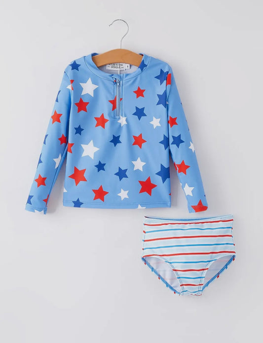 Stars & Stripes long sleeve swimsuit